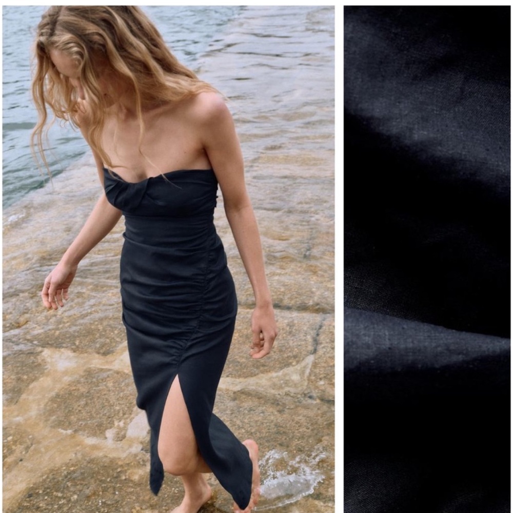 Zara Strapless linen dress